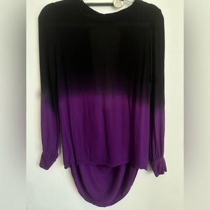 Young Fabulous & Broke Black and Purple Ombré Open Back Blouse